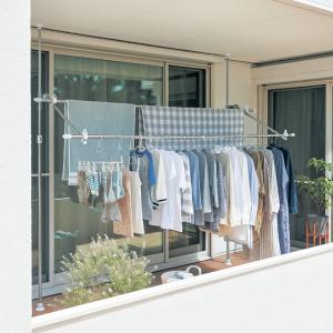 物干し台 物干しスタンド 洗濯物干し 物干 突っ張り式物干し 屋外 ベランダ バリコニー 洗濯グッズ 洗濯用品 シンプル 伸縮 省スペース つっぱり 竿なし