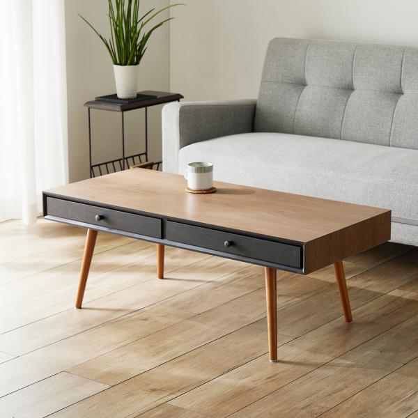 引出し付きローテーブル（リビングテーブル）＜引出し2杯タイプ＞ 80