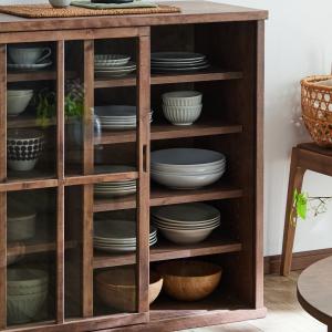 クロシオ 水屋 民芸調 桐製 和風キャビネット 幅57cm （ 水屋箪笥 和風