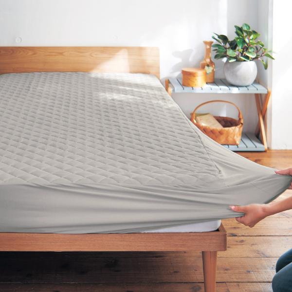 敷きパッド ベッドパッド パッド ベッドマット ファブリック 寝具 寝具パッド ボックスシーツ型 綿...