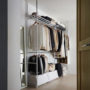 アジアン家具 籐 ラタンハンガーラック 上棚付ワイドラック 巾120cm