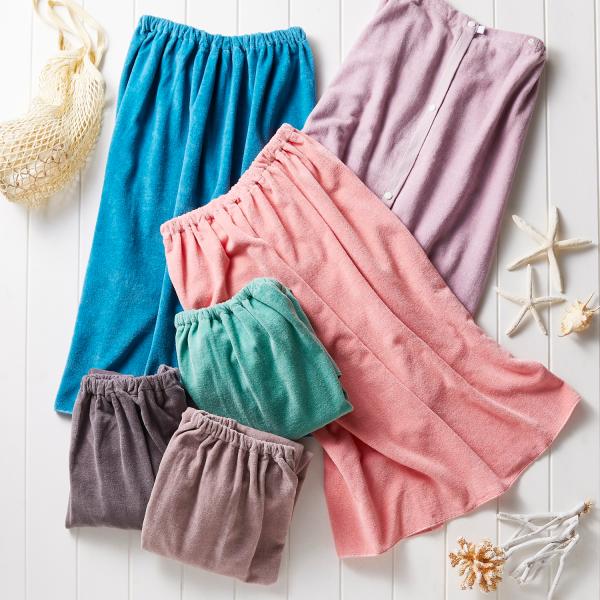 多色展開・ベーシックな綿素材の巻きタオル 80cm丈