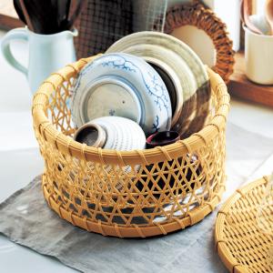 三本寄せ丸竹かご/日本の竹細工職人による高級感溢れる仕上りの盛り籠