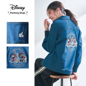 デニムジャケット レディース ジャケット アウター レディースジャケット レディースアウター 袖口リブ デニム Disney ディズニー キャラクター おしゃれ