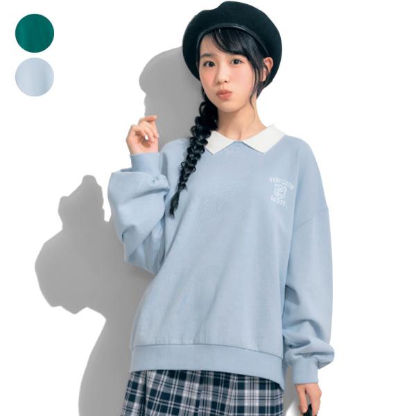 パペルラピス 襟付きオーバーサイズ綿裏起毛スウェットプルオーバー J-XXS（135〜145） J-...