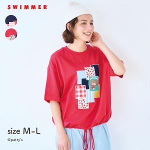tシャツ レディース 半袖 五分袖 5分袖 トップス レディースtシャツ レディーストップス ティーシャツ スイマー SWIMMER コラボ ドロスト カジュアル おしゃれ