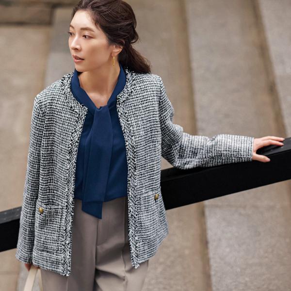 ジャケット ツイードジャケット レディース アウター 上着 羽織もの レディースジャケット レディー...