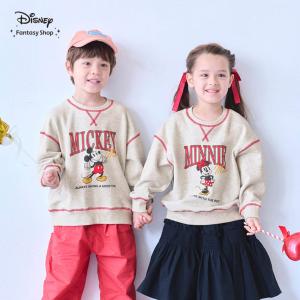 プルオーバー キッズ トップス 子供服 ディズニー Disney キャラクター ミッキーマウス ミニーマウス バズ・ライトイヤー カーズ 裏毛 配色ステッチ おしゃれ