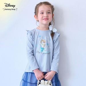 tシャツ キッズ 長袖 トップス ディズニー Disney キャラクター ミニーマウス エルサ ラプンツェル 長袖tシャツ 子供服 肩フリル 女の子 おしゃれ
