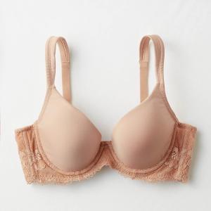 ブラジャー 脇肉 モールドカップ 3/4カップ 背中 すっきり モールドブラ ブラ 背中肉 ストラップ ずれない 伸びる 50代 40代 30代 20代 モカベージュ