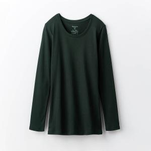 インナー 肌着 レディース 長袖 クルーネック 丸首 綿100% 薄手 防寒 長め丈 黒 白 暖かい 冬用 秋用 吸湿 発熱 冷え対策 ムレにくい S M L LL 3L ホットコット