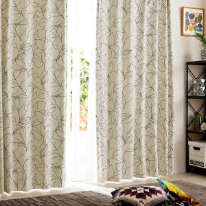 モダンなモノクロフラワー柄の遮光カーテン 005 ベルメゾン Yahoo ショッピング店 通販 Yahoo ショッピング