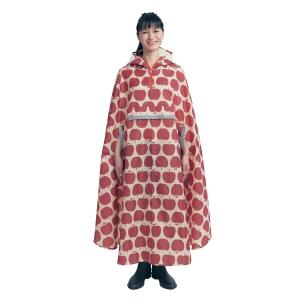 サイクルレインコート レインコート 自転車用品 自転車 雨 収納袋付き 前かご濡れない 電動 ママ チャリ 梅雨 アップルレッド