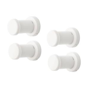 壁掛け収納 ハンガーやコート掛けに　壁に取り付けられるフック　４個組　カラー　「ホワイト」