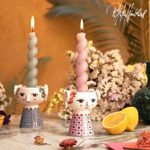 クリスマス 限定 2022年 ビヨン ヴィンブラッド Bjorn Wiinblad EVA エヴァ キャンドルホルダー 2個セット クリスマス グリーン レッド H9.5cm 56540