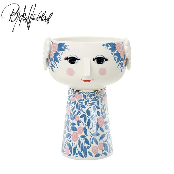 ビヨン・ヴィンブラッド エヴァベース ブルー/ローズ H18.5cm  56590  ベース フラワ...
