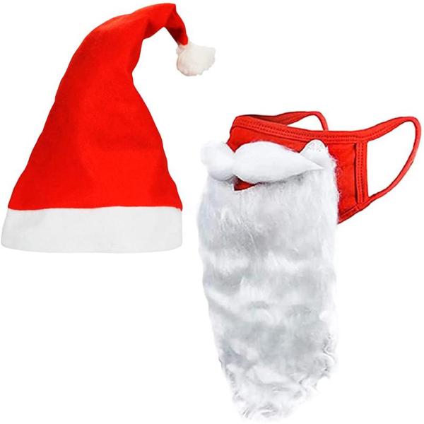 クリスマス　サンタクロース　サンタクロースマスク　サンタ帽子　コスプレ　帽子セット　白ひげ　クリスマ...