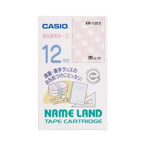 カシオ ネームランドテープカートリッジ12mm XR-12E5（XR12E5） 【黒文字ハート】 NAME LAND TAPE CARTRIDGE｜bellepo