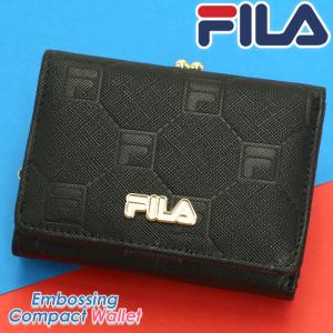 FILA 三つ折財布 フィラ 財布 三つ折 モノグラム 型押し がま口 コンパクト 小さめ 折財布 ミニウォレット シンプル｜bellezza