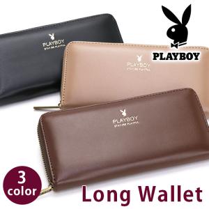 PLAYBOY 長財布 プレイボーイ 財布 ガラステイスト ラウンドファスナー ラウンド財布 合皮 ロゴ ラウンドウォレット