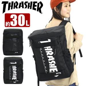 リュック レディース メンズ 30L THRASHER スラッシャー リュックサック スクエアリュック バックパック デイパック 通学 仕事 黒｜bellezza