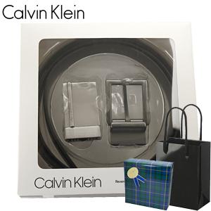 カルバンクライン Calvin Klein  ベルト 紳士用 2バックルセットモデル メンズ ブラック/ダークブラウン リバーシブル ボックス付き 11CK020006｜bellmart