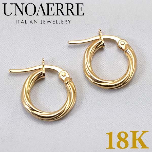 ウノアエレ UNOAERRE ピアス 18金 K18YG イエローゴールド フープピアス 両耳用 イ...