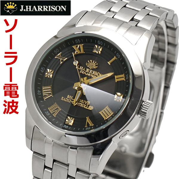 ジョンハリソン J.HARRISON 電波ソーラー 腕時計 天然ダイヤモンド4石付 8面カットクリス...
