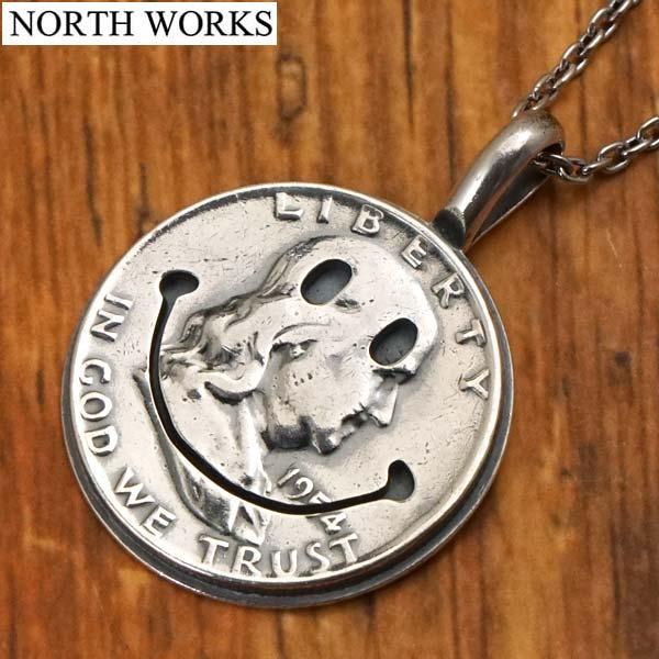 ノースワークス NORTH WORKS コイン ネックレス 50cmチェーン付き スマイルマーク ニ...