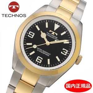 【テクノス】 TECHNOS 腕時計 メンズ ブラック文字盤 コンビ ステンレスベルト TSM920TB｜bellmart