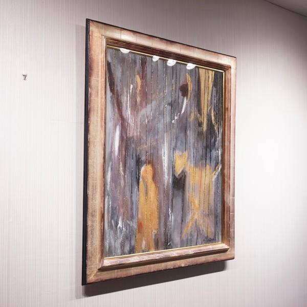 【中古】油絵 抽象画 大型 87×76 アート 壁掛け 現代 美術 モダン 北欧