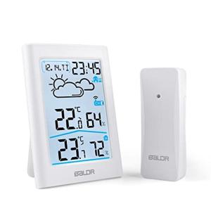 温湿度計 室内 室外 デジタル ワイヤレス 温度計 湿度計 外気温湿度計 高精度 天気予報 LCD大画面 バックライト 最高最低温湿度 温度