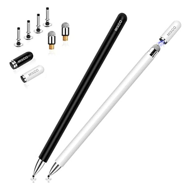 Mixoo スタイラスペン タッチペン 2本セット黒/白 2Wayモデル 交換式 ペン先6個 ipa...