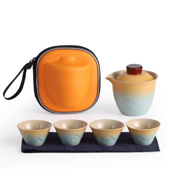 Kaaipee 茶器セット 旅行ティーセット 和風 携帯急須 中国茶 台湾茶 収納バッグ付き 陶器湯...