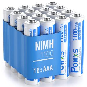 POWXS 単4電池 充電式 ニッケル水素 単四電池 高容量1100mAh 約1200回使用可能 16本入り 単四充電池 低自己放電 液漏れ｜belltree-shop