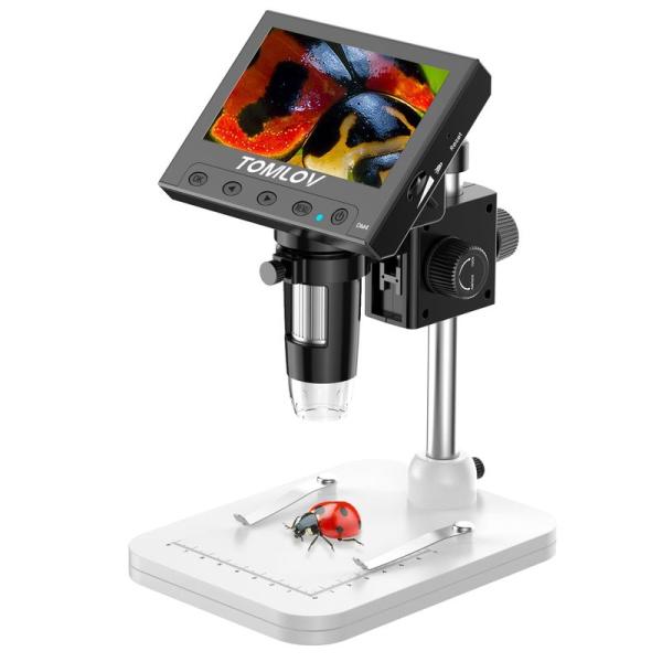 TOMLOV デジタル顕微鏡 コイン顕微鏡 最大1000倍率 4.3インチ顕微鏡 USB充電式 10...