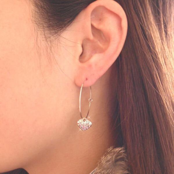 フープ ピアス 2WAY ハート かわいい おしゃれ きらきら