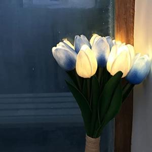Minidiva チューリップ造花 LEDムードライト 造花花束ブーケ インテリア飾り 間接照明おしゃれ 寝室ライト 敬老の日 母の日 父の