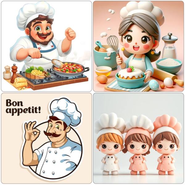 手芸時間 ダイヤモンドアート キット AHD コースター４枚セット コックさん２キラキラビーズ アク...