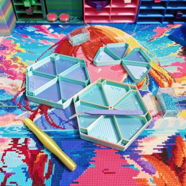 手芸時間 ダイアモンドアート専用 手芸時間オリジナル 六角ビーズトレーセット パステルブルー系