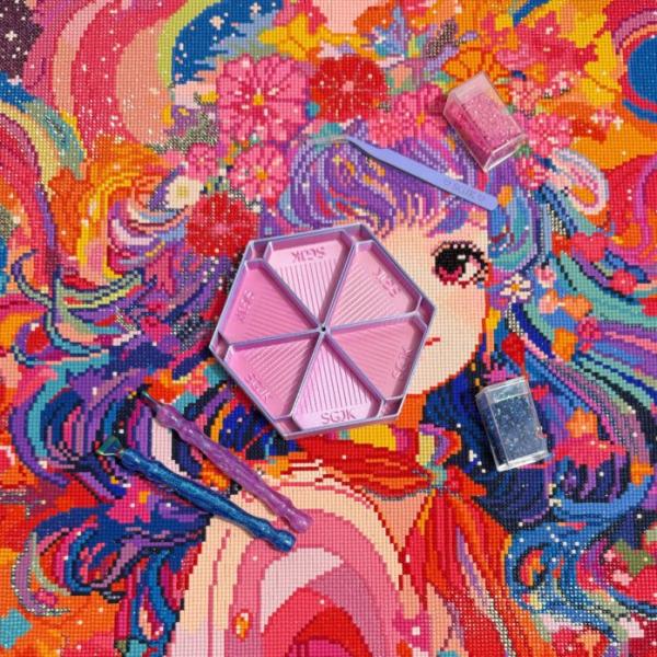 手芸時間 ダイアモンドアート専用 手芸時間オリジナル 六角ビーズトレーセット パープルピンクレインボ...