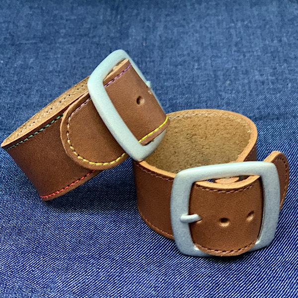 【栃木レザー】静電気防止 ブレスレット 静電気除去 帯電防止 30ミリ幅 CREEK ミッドブラウン...