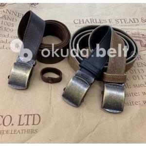 【ポストにお届け】 ガチャベルト 32ミリ幅 英国製 希少な kudu クードゥー レザーベルト GIベルト メンズ レディース 男女兼用 おしゃれ 送料無料 日本製