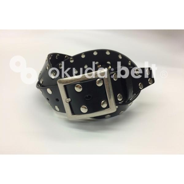 ベルト メンズ レザーベルト スタッズベルト ４０ミリ 牛革 本革 ヌメ革 ギャリソンベルト ワンピ...