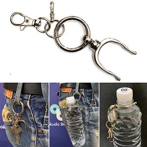 [ポストにお届け] ペットボトルホルダー 丸型のカラビナ付き ボトルホルダー カラビナ キーホルダー