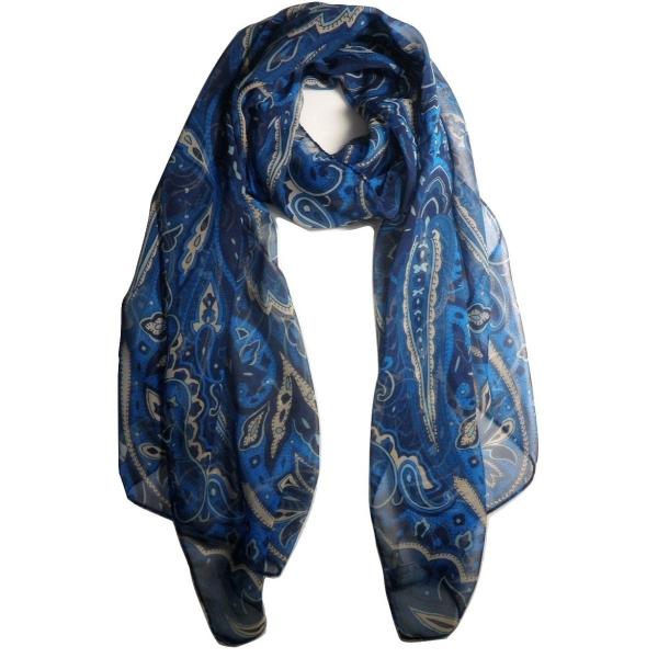 イタリア製 シルク100％ ストール スカーフ  ペイズリー プリント ジョーゼット レディース M...