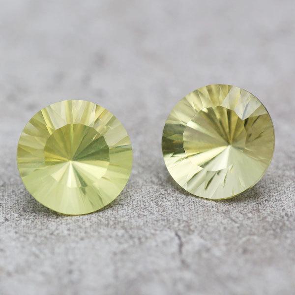 8mm レモンクオーツ コンケイブカット 1ペア 製品オーダー可能