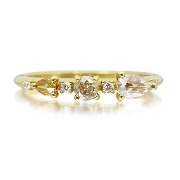 限定１本 K18GG 0.38ct マルチカラーダイヤモンド ７石 リング 12号 サイズ変更承りま...