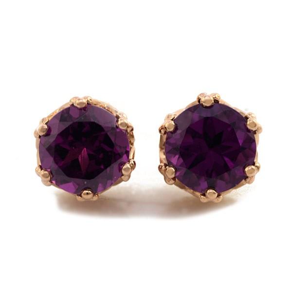 P+10％中 6mm ロードライト ガーネット レース アンティーク ピアス 誕生石 1月 PT90...