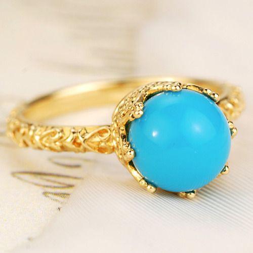 スリーピングビューティー産 ターコイズ ハート 王冠 リング トルコ石 K18 K10対応　誕生石 ...